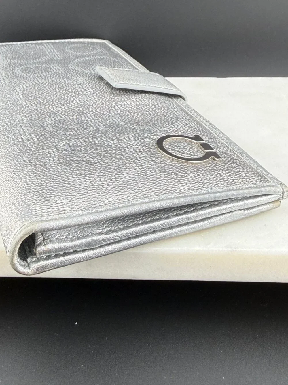 Vintage Salvatore Ferragamo Gancini Silver Wallet